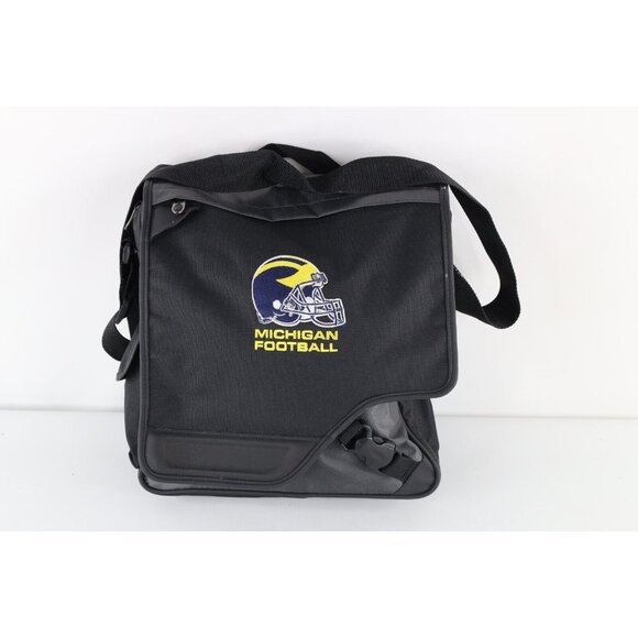 Vintage Spell Out University of Michigan Football Crossbody Messenger Bag Black
